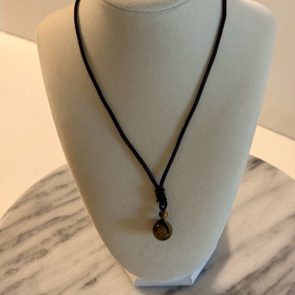 NWOT Round Natural Tiger Eye Stone Adjustable Necklace & Bracelet 8m 2 Piece Set - Picture 6 of 11